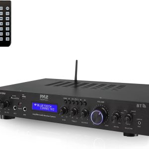 Pyle 5 Channel Rack Mount Bluetooth Receiver, Home Theater Amp, Speaker Amplifier, Bluetooth Wireless Streaming, MP3/USB/SD/AUX/FM Radio, 200 Watt, with Digital ID3 LCD Display – PDA7BU, Black