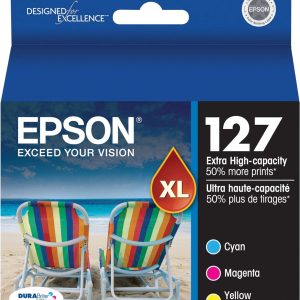 EPSON 127 DURABrite Ultra Ink Color Combo Pack For NX-530, NX-625, WF-3520, WF-3530, WF-3540, WF-545, WF-60, WF-630, WF-633, WF-635, WF-645, WF-7010, WF-7510, WF-7520, WF-840, WF-845