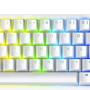 Razer Huntsman Mini 60% Gaming Keyboard Fast Keyboard Switches – Linear Optical Switches – Chroma RGB Lighting – PBT Keycaps – Onboard Memory – Mercury White