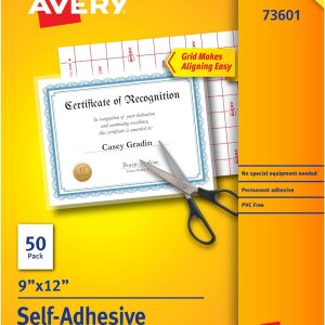 Avery Clear Laminating Sheets, 9″ x 12″, Permanent Self-Adhesive, 50 Sheets (73601)