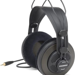 Samson Semi Open-Back Studio Reference Headphones, Black, Over Ear (.) Wired