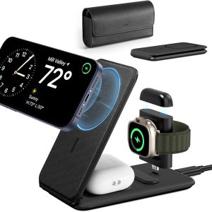 ESR 3 in 1 Charger for Magsafe, Travel Charger Stand for Magsafe, Made for Apple Watch Certified, Foldable Charging Station Compatible with Magsafe and iPhone 15/14/13/12, AirPods Pro, Black