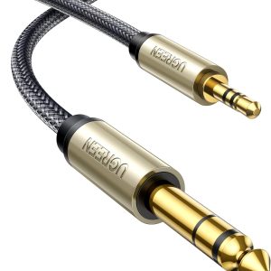 UGREEN 1/8 to 1/4 Stereo Cable 3.5mm TRS to 6.35mm Audio Cable Guitar to Aux Male Cord with Zinc Alloy Housing and Nylon Braid for Guitar, Laptop, Home Theater Devices, Speaker and Amplifiers 6FT