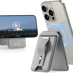 ESR for Magsafe Wallet, Magnetic Geo iPhone Wallet with Full Find My Functionality, Up to 3,000g Magnet Strength, Wallet Tracker with Adjustable Stand, for iPhone 15/14/13/12 Series, Grey