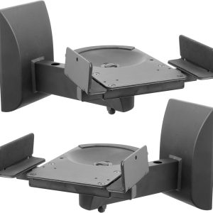 Mount-It! Speaker Wall Mounts, Pair of Universal Side Clamping Bookshelf Speaker Mounting Brackets, Large or Small Speakers, 2 Mounts, 55 Lbs Capacity, Black (MI-SB37)