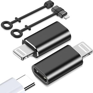 USB C to Lightning Adapter-2 Pack, 27W PD Fast Charging for iPhone 14/13/12/11,for iPad Pro/Air/Mini,for AirPods,Support Data Sync,Not for Headphone/Audio/OTG,with Anti-Lost Loop, Black