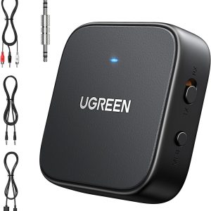 UGREEN Bluetooth 5.2 Transmitter For TV, Dual Pair Wireless Bluetooth Transmitter Receiver compatible with Airpods Earbuds Speaker, Bluetooth Headphone Adapter For Airplane, TV Audio, PC, MP3, and Gym
