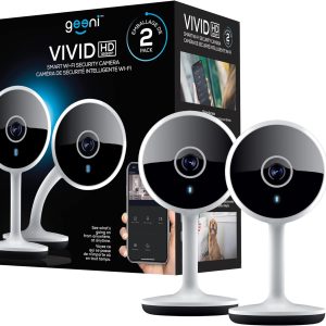 Geeni Vivid Indoor Smart Wi-Fi Camera, 1080p HD Surveillance with 2-Way Talk and Motion Detection, Compatible with Alexa and Google Assistant, No Hub Required (2 Pack)