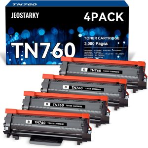 Jeostarky TN760 Toner Replacement for Brother TN760 TN-760 TN730 TN-730 Compatible for MFC-L2710DW DCP-L2550DW MFC-L2750DW HL-L2350DW HL-L2390DW HL-L2370DW HL-L2395DW Ink (Black, 4 Pack)