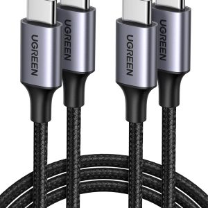 UGREEN USB C to USB C Cable, 60W 2-Pack Nylon Braided USB C Cable for iPhone 15, Samsung Galaxy S23, Google Pixel 7, MacBook Air/Pro, Dell XPS, iPad Pro/Mini/Air, Switch, Steam Deck 3.3FT