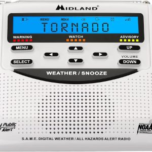 Midland – WR120B – NOAA Emergency Weather Alert Radio – S.A.M.E. Localized Programming, Trilingual Display, 60+ Emergency Alerts, & Alarm Clock (WR120B – Box Packaging)