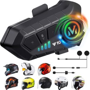 FEYA Motorcycle Helmet Speakers High Battery Life Helmet Headphone IPX6 Automatic Answer/Call Music Control/Intelligent Noise/Wake up Siri, 2 Different Types of Mic【Compatible with All Helmets】