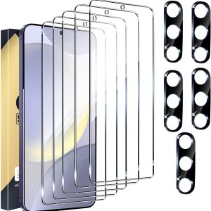 CWQZGUF Galaxy S24 Screen Protector [5+5 Pack] Camera Lens Protector, Fingerprint Unlock Support, HD Tempered Glass, Touch Sensitive, Anti Scratch, for Samsung S24 5G Glass Screen Protector