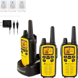 Midland 36 Channel FRS Two-Way Radio – Long Range Walkie Talkie, 121 Privacy Codes, NOAA Weather Scan + Alert (Yellow/Black, 3-Pack)