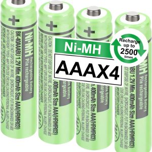 OSIM 4Pack BK-40AAABU Ni-MH AAA Rechargeable Batteries 400mah AAA Ni-MH Rechargeable Batteries 1.2V for Panasonic Cordless Phones, Remote Controls, Electronics