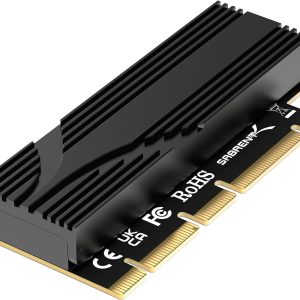 SABRENT M.2 NVMe SSD to PCIe x16 Tool-Free Add-in Card (AIC) with Aluminum Heatsink, M.2 PCIe Adapter for Gen5 SSDs PCIe 5.0, Backwards Compatible with Previous PCIe Generations (EC-TFPE)