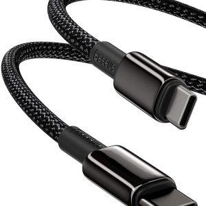 Baseus USB C Cable, 100W PD 5A QC 4.0 Fast Charging USB C to USB C Cable, Zinc Alloy Nylon Braided USB Type C Charger Cable for iPhone 15/Pro/Plus/Pro Max, MacBook, iPad Pro, Samsung S23/S22+ (10ft)