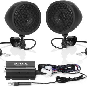 BOSS Audio Systems MCBK420B Bluetooth Speaker System – Class D Compact Amplifier, 3 Inch Weatherproof Speakers, Volume Control, Great for Use with ATVs/Motorcycles, 12 Volt Vehicles
