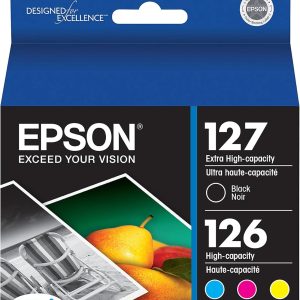 EPSON 127 DURABrite Ultra Ink Black & Color Combo Pack For NX-530, NX-625, WF-3520, WF-3530, WF-3540, WF-545, WF-60, WF-630, WF-633, WF-635, WF-645, WF-7010, WF-7510, WF-7520, WF-840, WF-845