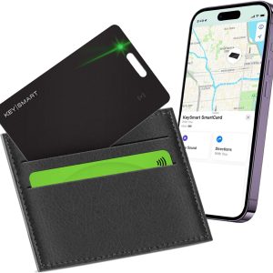 KEY SMART SmartCard Thin Wallet Tracker Card, Rechargeable & Reusable, Versatile Lanyard Slot or Keychain Hole, Works with Apple Find My App, Item Finder for Luggage Tag, Purse, Passport, Phone