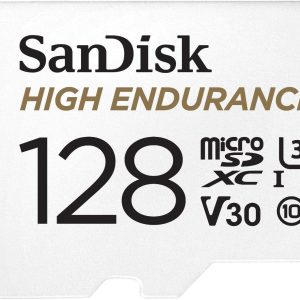 SanDisk 128GB High Endurance Video MicroSDXC Card with Adapter for Dash Cam and Home Monitoring systems – C10, U3, V30, 4K UHD, Micro SD Card – SDSQQNR-128G-GN6IA