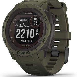Garmin Instinct, Rugged Outdoor Smartwatch with Solar Charging Capabilities and Tactical Features, Built-in Sports Apps and Health Monitoring, Moss Green