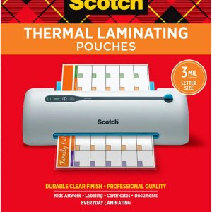Scotch Thermal Laminating Pouches, 50 Pack Laminating Sheets, 3 Mil, 8.9 x 11.4 Inches, Education Supplies & Craft Supplies, For Use With Thermal Laminators, Letter Size Sheets (TP3854-50)