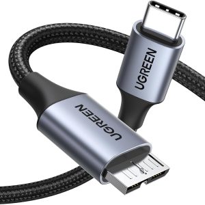 UGREEN 10 Gbps Micro B to USB C Hard Drive Cables, 1.5FT USB C to Micro B, External Hard Drive Cable Compatible with MacBook Pro/Air, iPad/Tablet, iPhone, Samsung Galaxy S24, WD Seagate etc