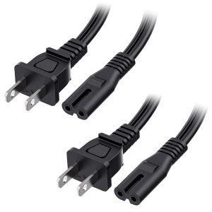 Cable Matters 2 Pack 2 Prong TV Power Cord 10 ft, AC Power Cord Compatible with Samsung LG Sony Insignia TCL Sharp Toshiba Hisense TV PS4 PS5, Non Polarized (NEMA 1-15P to IEC C7) – 10 Feet