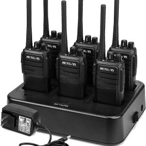 Retevis RT21 2 Way Radio Long Range, Walkie Talkies for Adults, Heavy Duty Rechargeable Two Way Radios with Six-Way Charger, for Manufacturing Education(6 Pack)