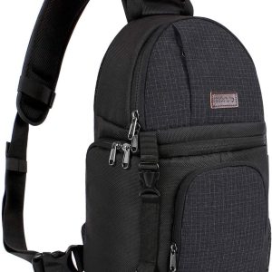 MOSISO Camera Sling Bag, DSLR/SLR/Mirrorless Camera Case Shockproof Photography Camera Backpack with Tripod Holder & Removable Modular Inserts Compatible with Canon/Nikon/Sony/Fuji, Black