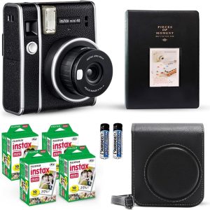 Fujifilm Instax Mini 40 Instant Camera Vintage Black. + Value Pack (40 Sheets) Shutter Accessories Bundle, Includes Style Compatible Carrying Case, Black Photo Album 64 Pockets