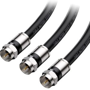 Cable Matters 3-Pack RG6 Cable CL2 in-Wall Rated (CM) Quad Shielded Coaxial Cable 3 ft, RG6 Coax Cable Cord for TV, Digital Router, Satellite Receiver and More, in Black