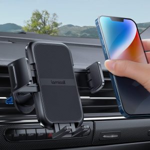 Lamicall 2024 Wider Clamp & Metal Hook Car Phone Holder Vent [Thick Cases Friendly] Phone Holders for Your Car Mount Automobile Hands Free Cradle Air Vent for iPhone 15 14 13 Pro Max Smartphone