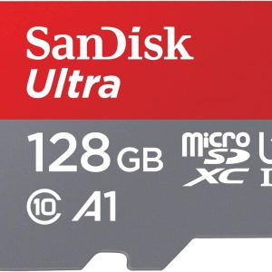 SanDisk 128GB Ultra microSDXC UHS-I Memory Card – Up to 140 MB/s, C10, U1, Full HD, A1, Micro SD Card – SDSQUAB-128G-GN6MN
