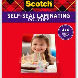 Scotch Self-Sealing Laminating Pouches, Glossy Finish, 4.3 x 6.3 Inches, 5 Pouches (PL900G)