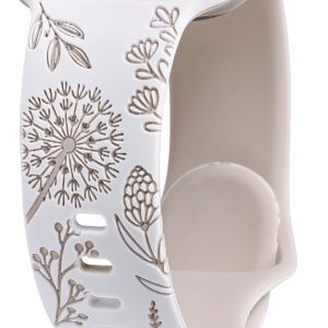 Wearlizer Floral Engraved Band Compatible with Apple Watch Bands 41mm 40mm 38mm 49mm 45mm 44mm 42mm Women, Two-Tone Flower Soft Silicone Cute Sport Strap for iWatch Series 9 8 7 6 5 4 3 2 1 SE Ultra