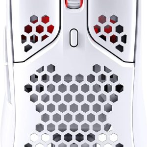 HyperX Pulsefire Haste – Gaming Mouse – Ultra Lightweight, 62g, 100 Hour Battery Life, 2.4Ghz Wireless, Honeycomb Shell, Hex Design, Up to 16000 DPI, 6 Programmable Buttons – White