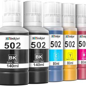 Osinkjet 502 Ink Refill Bottles for Ecotank ET-3760 ET-2850 ET-4760 ET-4850 ET-3850, 502 Ink Bottles for Eco Tank ET-15000 ET-4750 ET-2720 ET-2760 Printer T502 Ink Refill Bottles Combo Pack(2BK C M Y)