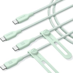 Anker USB C to USB C Cable (240W, 6ft), Bio-Braided Charger Cable, Fast Charge for iPhone 15/15 Pro, MacBook Pro 2020, iPad Pro 2020, iPad Air 4, Samsung Galaxy S23+/S23 Ultra (Natural Green)