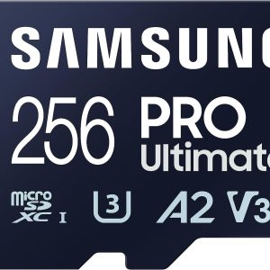 SAMSUNG PRO Ultimate microSD Memory Card + Adapter, 256GB microSDXC, Up to 200 MB/s, 4K UHD, UHS-I, Class 10, U3,V30, A2 for GoPRO Action Cam, DJI Drone, Gaming, Phones, Tablets, MB-MY256SA/AM