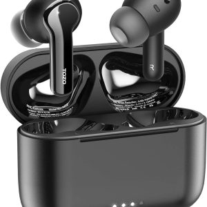 TOZO NC2 Hybrid Active Noise Cancelling Wireless Earbuds, in-Ear Detection Headphones, IPX6 Waterproof Bluetooth 5.3 Stereo Earphones, Immersive Sound Premium Deep Bass Headset Matte Black