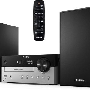 PHILIPS Bluetooth Stereo System for Home with CD Player, MP3, USB, Audio in, FM Radio, Bass Reflex Speaker, 60W, Remote Control Included