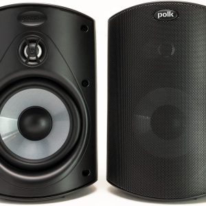 Polk Audio Atrium 4 Outdoor Speakers with Powerful Bass (Pair, Black), All-Weather Durability, Broad Sound Coverage, Speed-Lock Mounting System