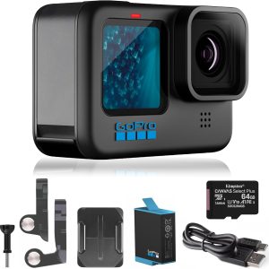 GoPro HERO11 Black + 64GB Kingston SD Card – E-Commerce Packaging – Waterproof Action Camera with 5.3K60 Ultra HD Video, 27MP Photos, 1/1.9″ Image Sensor, Live Streaming, Webcam, Stabilization