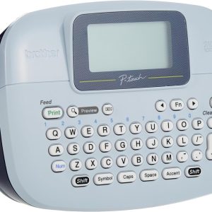 Brother P-Touch, PTM95, Handy Label Maker, 9 Type Styles, 8 Deco Mode Patterns, Navy Blue, Blue Gray