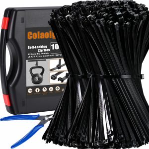 Zip Wire Ties 12 Inch Cable Zip Ties 1000 Pack Tie Wraps with 60 Pounds Tensile Strength, Self-Locking Cable Ties, UV Resistant Thick Nylon Wire Ties for Indoor and Outdoor
