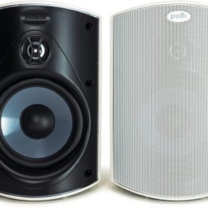 Polk Audio Atrium 4 Outdoor Speakers with Powerful Bass (Pair, White), All-Weather Durability, Broad Sound Coverage, Speed-Lock Mounting System