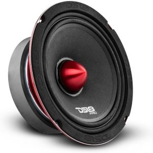 DS18 PRO-X6.4BM Loudspeaker – 6.5″, Midrange, Red Aluminum Bullet, 500W Max, 250W RMS, 4 Ohms – Premium Quality Audio Door Speakers for Car or Truck Stereo Sound System (1 Speaker)