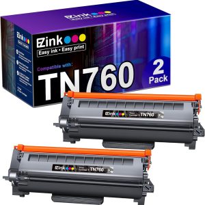E-Z Ink (TM TN760 Compatible Toner Cartridges Replacement for Brother TN-760 TN730 TN-730 to Use with MFC-L2710DW MFC-L2750DW HL-L2350DW HL-L2370DW HL-L2395DW HL-L2390DW DCP-L2550DW (Black, 2 Pack)